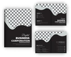 Business bi fold brochure and Digital company profile design template vector