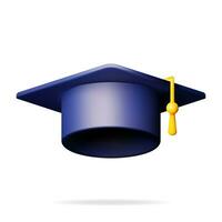 3d graduación gorra aislado en blanco. hacer graduación sombrero. mortero tablero. educación, académico, la licenciatura ceremonia concepto. estudiante sombrero. realista vector ilustración
