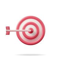 3D Target with Arrow in Center Icon Isolated on White. Render Dartboard with Arrow. Goal Setting. Smart Goal. Business or Finance Target Concept. Achievement and Success. Vector Illustration