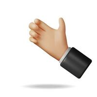 3D Hand Golding Pose Isolated. Render Hand Hold Position Symbol. Human Fist in Goodwill Gesture. Emoji Icon. Open Palm Hand. 3d Cartoon Character Sign. Vector Illustration