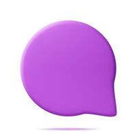 3D Purple Blank Speech Bubble Isolated on White. Rendering Chat Balloon Pin. Notification Shape Mockup. Communication, Web, Social Network Media, App Button. Realistic Vector Illustration