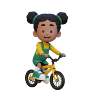 3d ragazza personaggio cavalcata bicicletta partire per scuola png