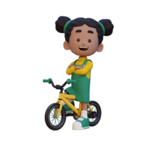 3d menina personagem passeio bicicleta ir para escola png