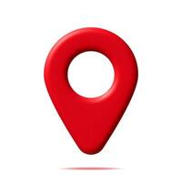 3D Location Map Pin Isolated on White. Red GPS Pointer Marker Icon. GPS and Navigation Symbol. Element for Map, Social Media, Mobile Apps. Realistic Vector Illustration