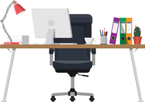 Office desk with computer png