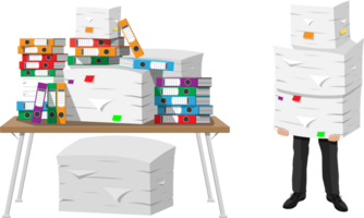 Businessman in pile of office papers png