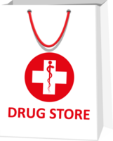 White shopping bag for medical pills and bottles png