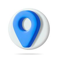 3D Location Map Pin Isolated on White. Blue GPS Pointer Marker Icon. GPS and Navigation Symbol. Element for Map, Social Media, Mobile Apps. Realistic Vector Illustration