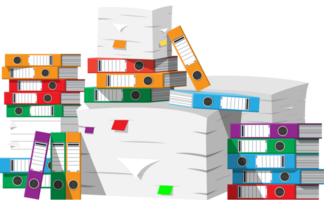 Pile of paper documents and file folders png