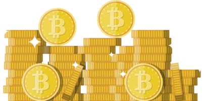 Golden coin with bitcoin sign in stacks png