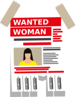 Wanted woman paper poster png