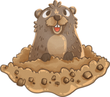 A cartoon groundhog with a big smile png