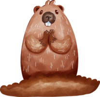 A cartoon groundhog with a big smile png