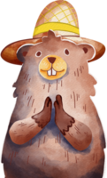 A cartoon groundhog with a big smile png