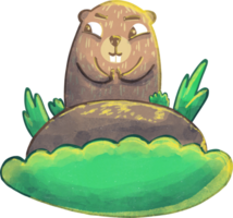 A cartoon groundhog with a big smile png