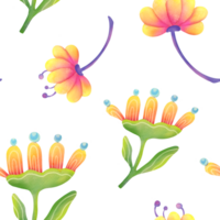 magisch Pflanzen hervorgehoben auf transparent Hintergrund. Fantastisch Neon- Blumen nahtlos Muster. hell ungewöhnlich Fantastisch Außerirdischer Magie Pflanzen. Aquarell botanisch drucken zum Textil, Verpackung Papier png