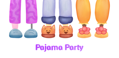 pink Pajama party. Legs in funny fluffy comfort slippers on transparent background. slumber watercolor style for kids. invitation to birthday celebration in comfortable shoes, clothes. Good night png