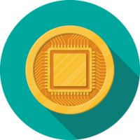 gyllene mynt med dator chip png