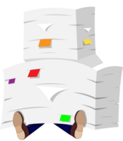 Businessman in pile of office papers png