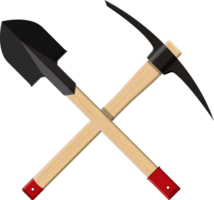 Crossed shovel and pickaxe png