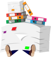 Businessman in pile of office papers png