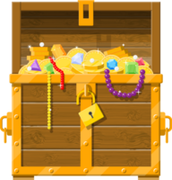 Treasure chest full of various diamonds png