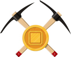 dorado moneda con computadora chip y pico png