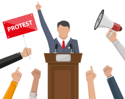 protest concept met megafoon png