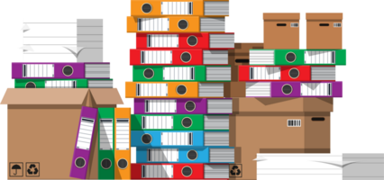 Pile of paper documents and file folders png