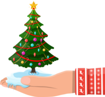 Christmas tree decorated in hand png