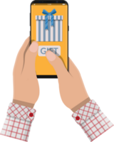 Hand hält Smartphone und Senden Geschenk png