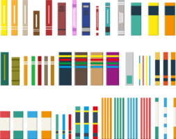 Library, set of different books. png