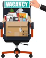 Office chair. Box with office goods png