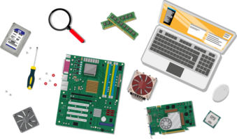 assemblaggio pc, personale computer hardware png