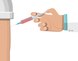 Doctor hand with syringe, vaccination of patient png