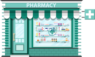 Modern exterior pharmacy or drugstore png