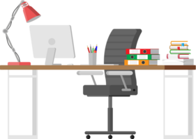 Office desk with computer png