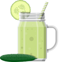 Cucumber smoothie with striped straw png