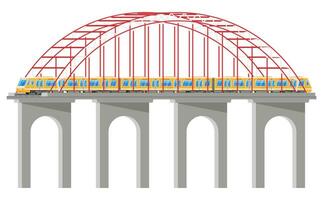 Skytrain en puente aislado. súper simplificado tren en acueducto. pasajero Rápido ferrocarril locomotora. monocarril ferrocarril público transporte. rápido transporte subterraneo. plano vector ilustración