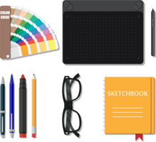 Drawing tools isolated, equipment for designer png