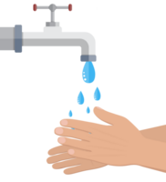 Hands under falling water out of tap png