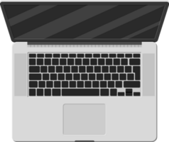 Laptop top view, mobile computer png