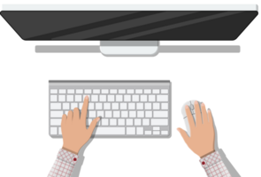 Desktop computer with keyboard and mouse png