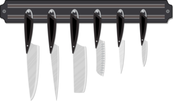 Set of kitchen knives for various products png