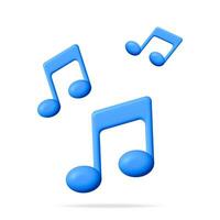 3D Music Note Icon Isolated on White. Render Button with Music Symbol. Note Realistic Design In Plastic Style. Musical Note, Sound, Song or Noise Sign. Vector illustration
