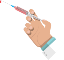 Syringe with medicament in hand png