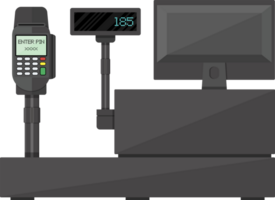 Cash register with display, payment terminal. png