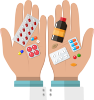 Different medical pills and bottles png