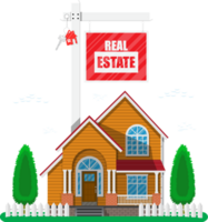 Suburban family house and for sale placard png