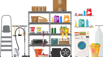 Interior of modern storeroom png